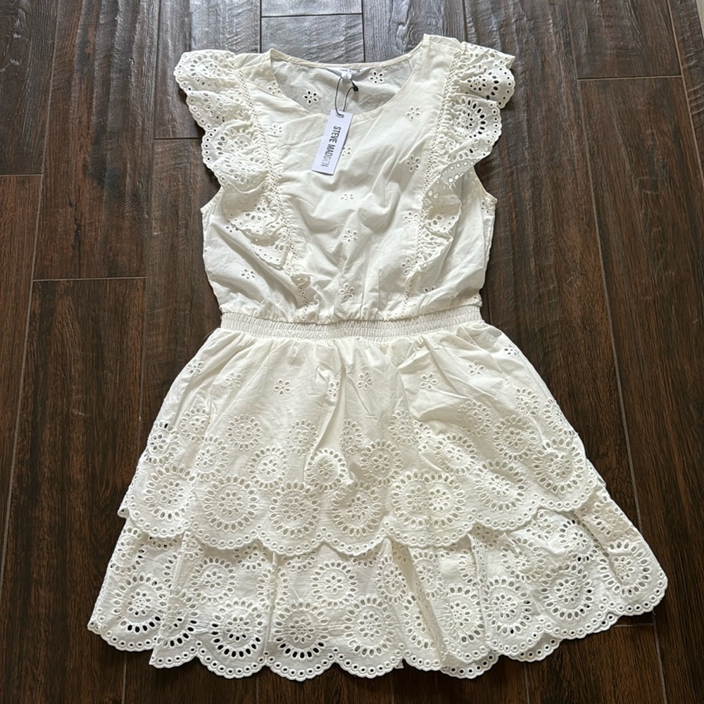 Steve Madden NWT white eyelet dress S